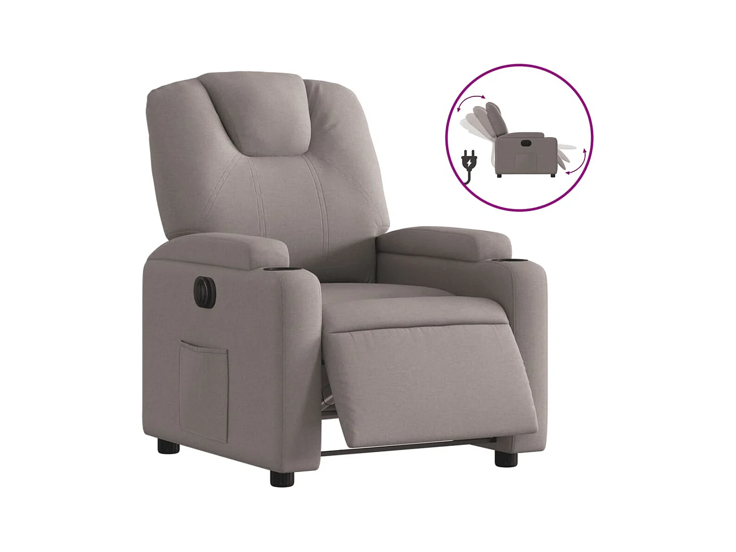 Fauteuil inclinable électrique Taupe Tissu