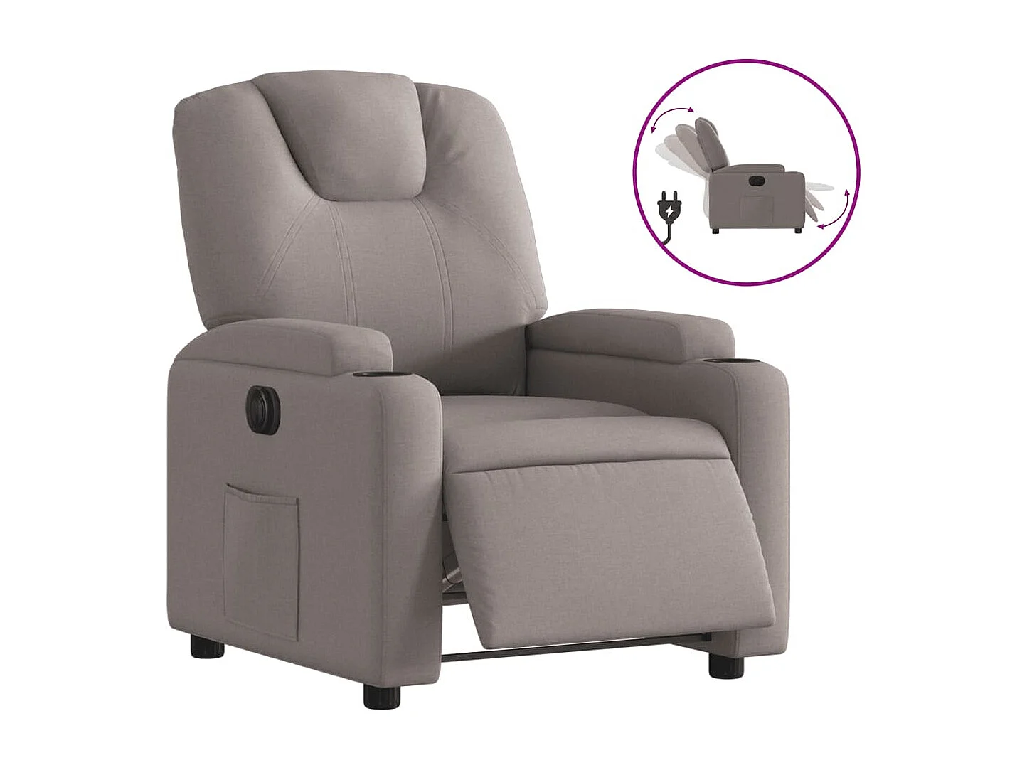 Fauteuil inclinable électrique Taupe Tissu
