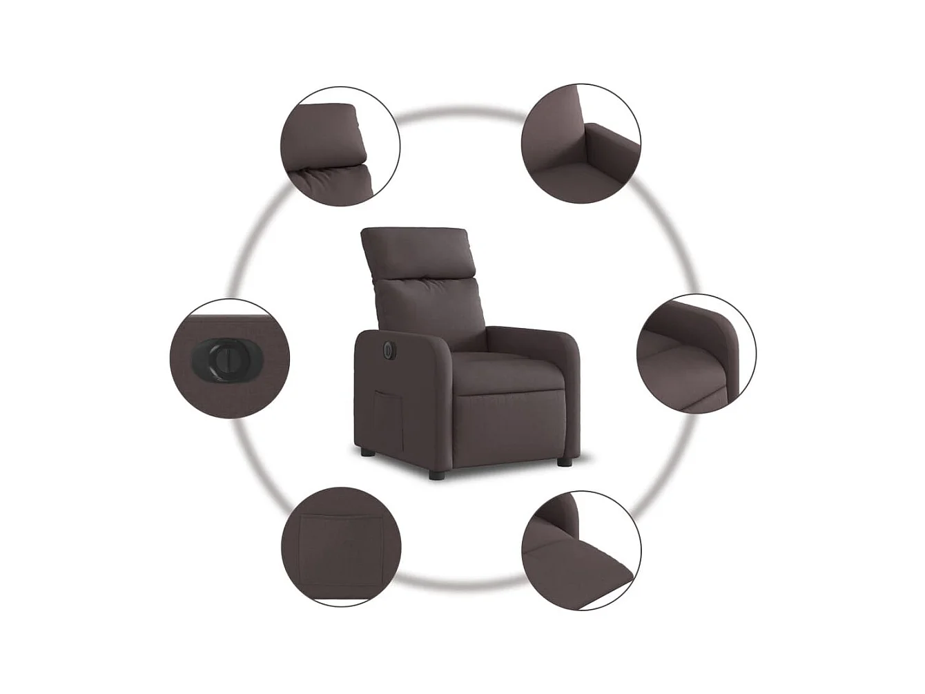 Fauteuil inclinable électrique Marron foncé Tissu