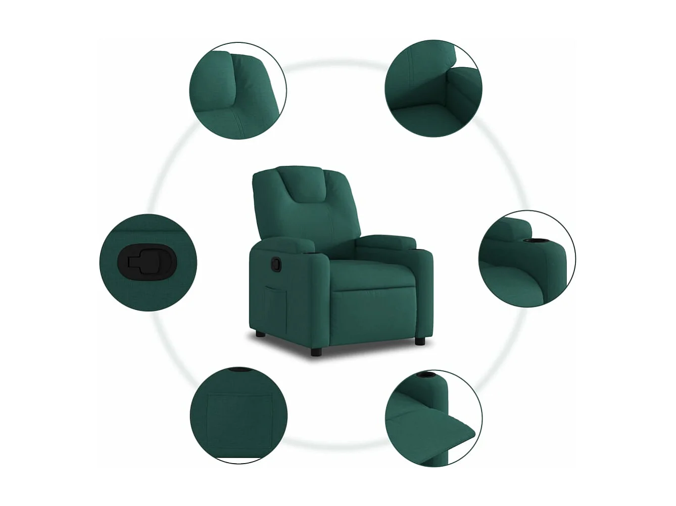 Fauteuil inclinable Vert foncé Tissu