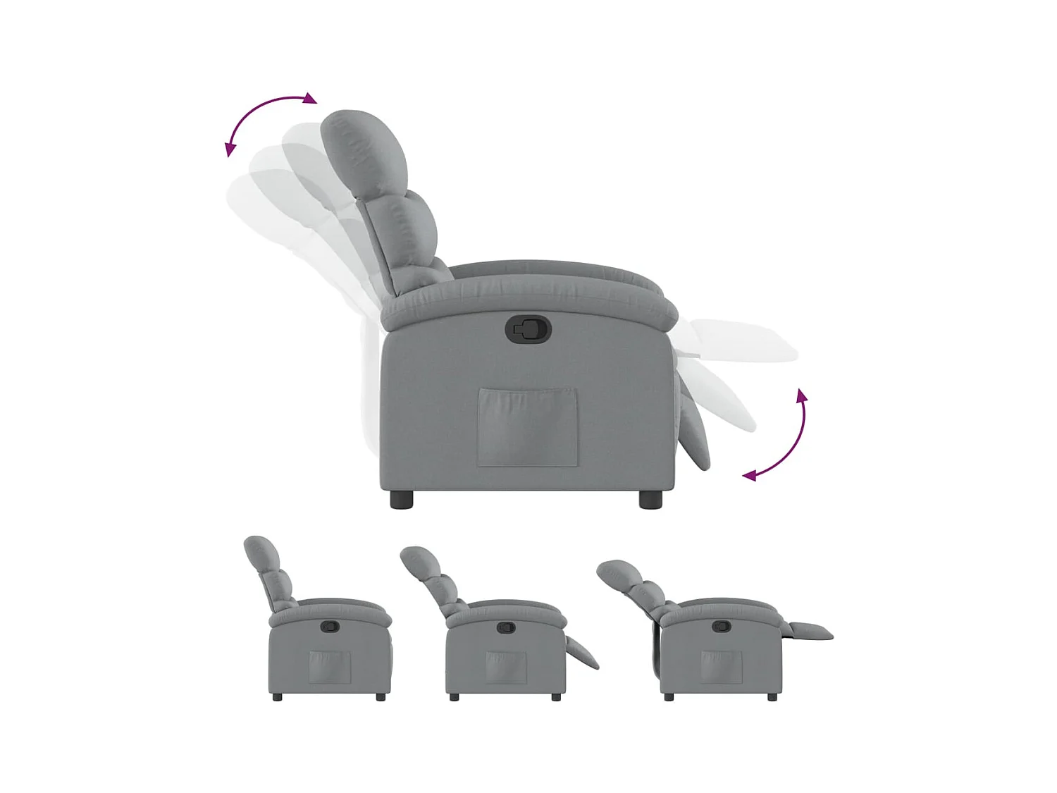 Fauteuil inclinable Gris clair Tissu