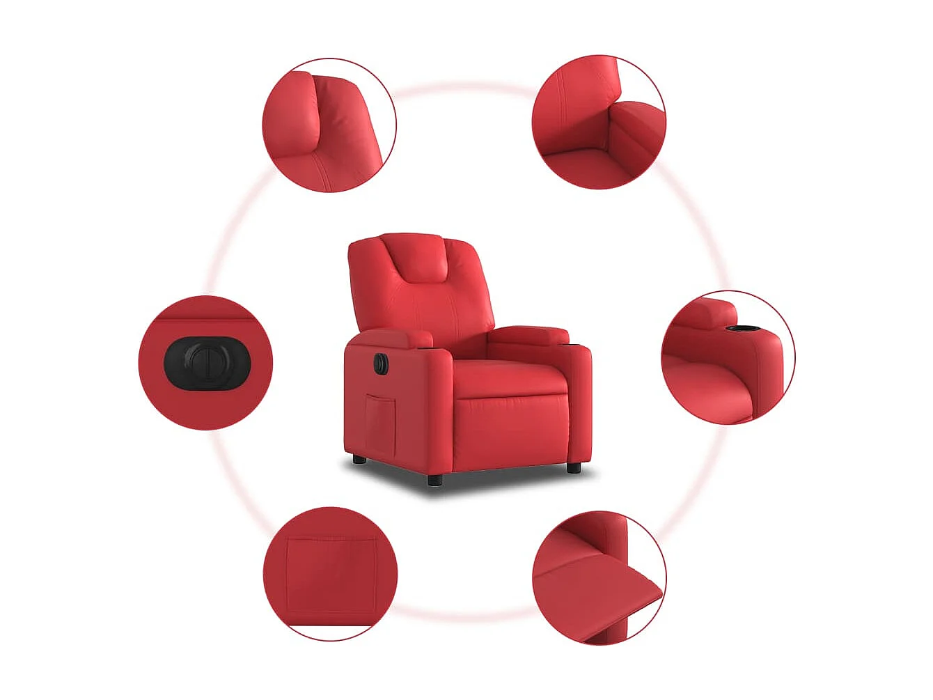 Fauteuil inclinable électrique Rouge Similicuir