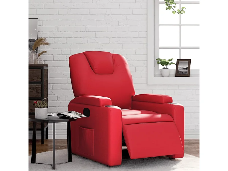 Fauteuil inclinable électrique Rouge Similicuir