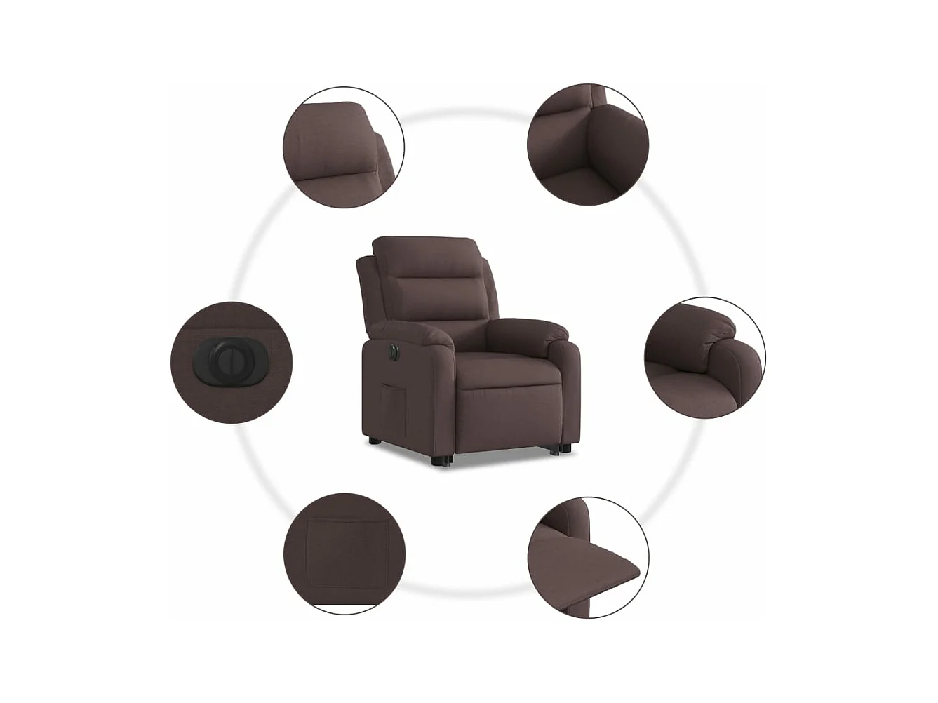 Fauteuil inclinable électrique marron foncé tissu