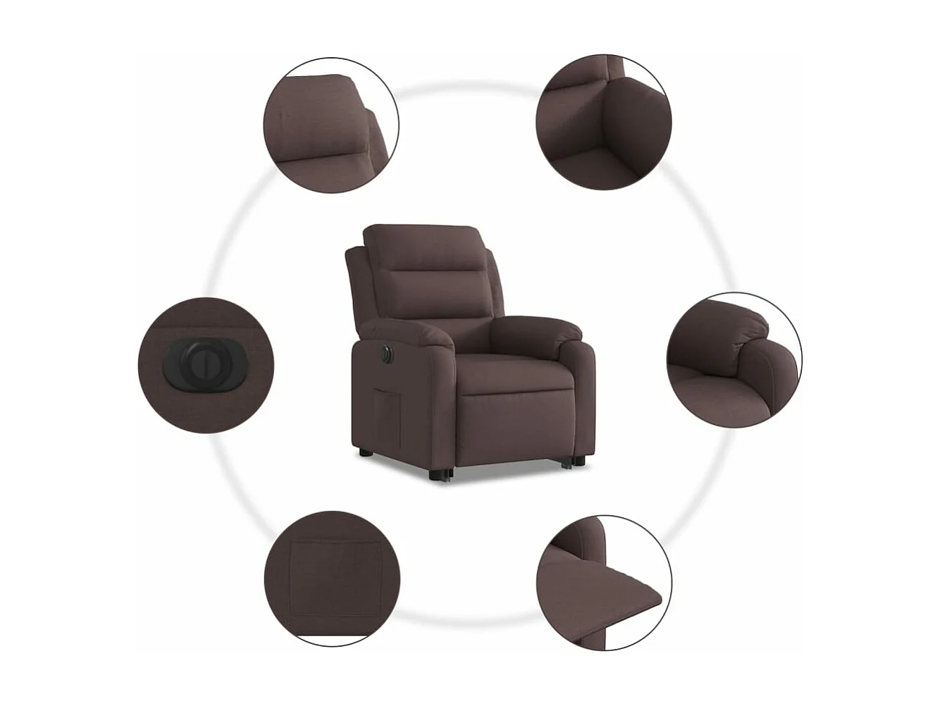 Fauteuil inclinable électrique marron foncé tissu