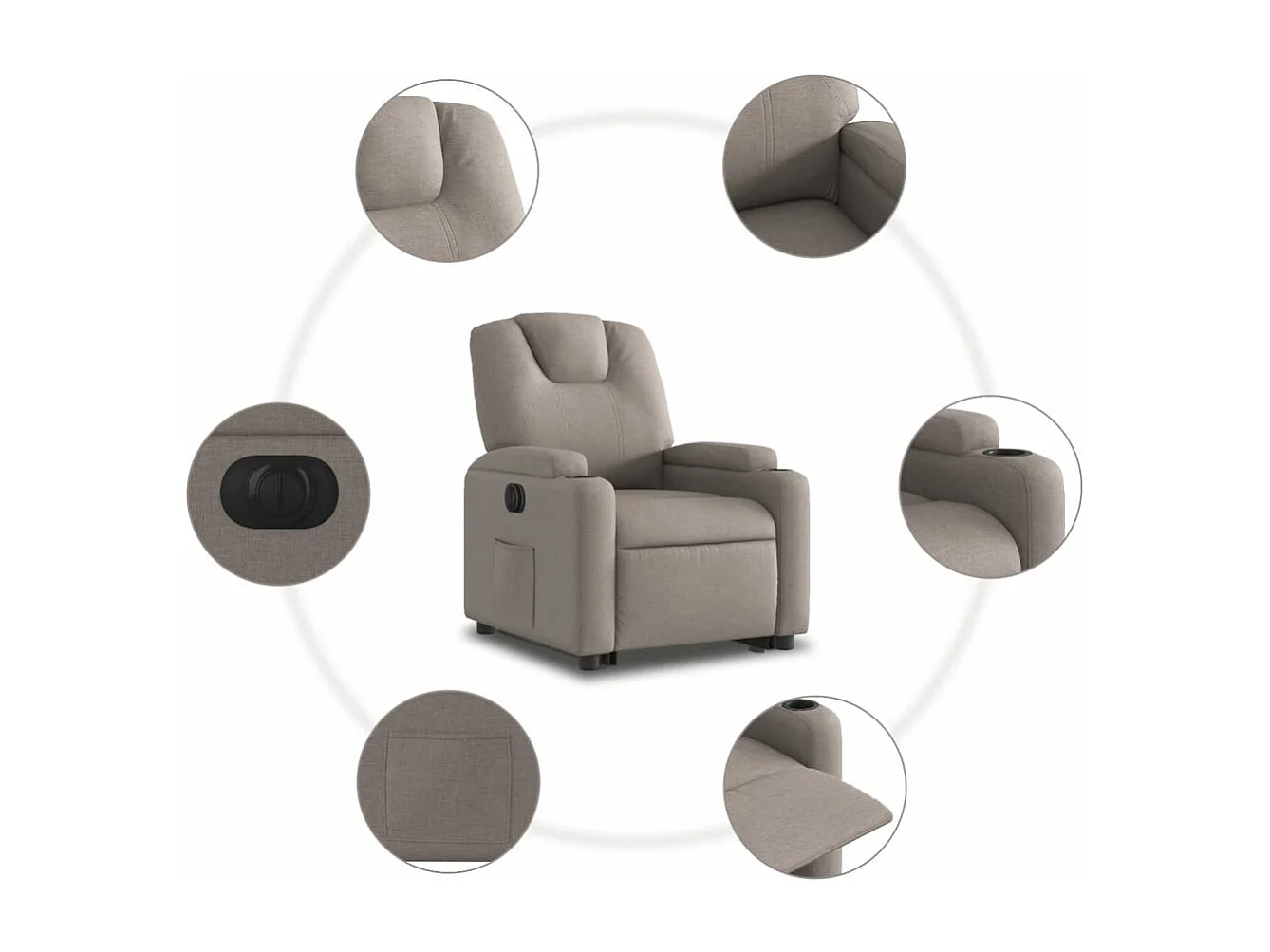 Fauteuil inclinable électrique taupe tissu