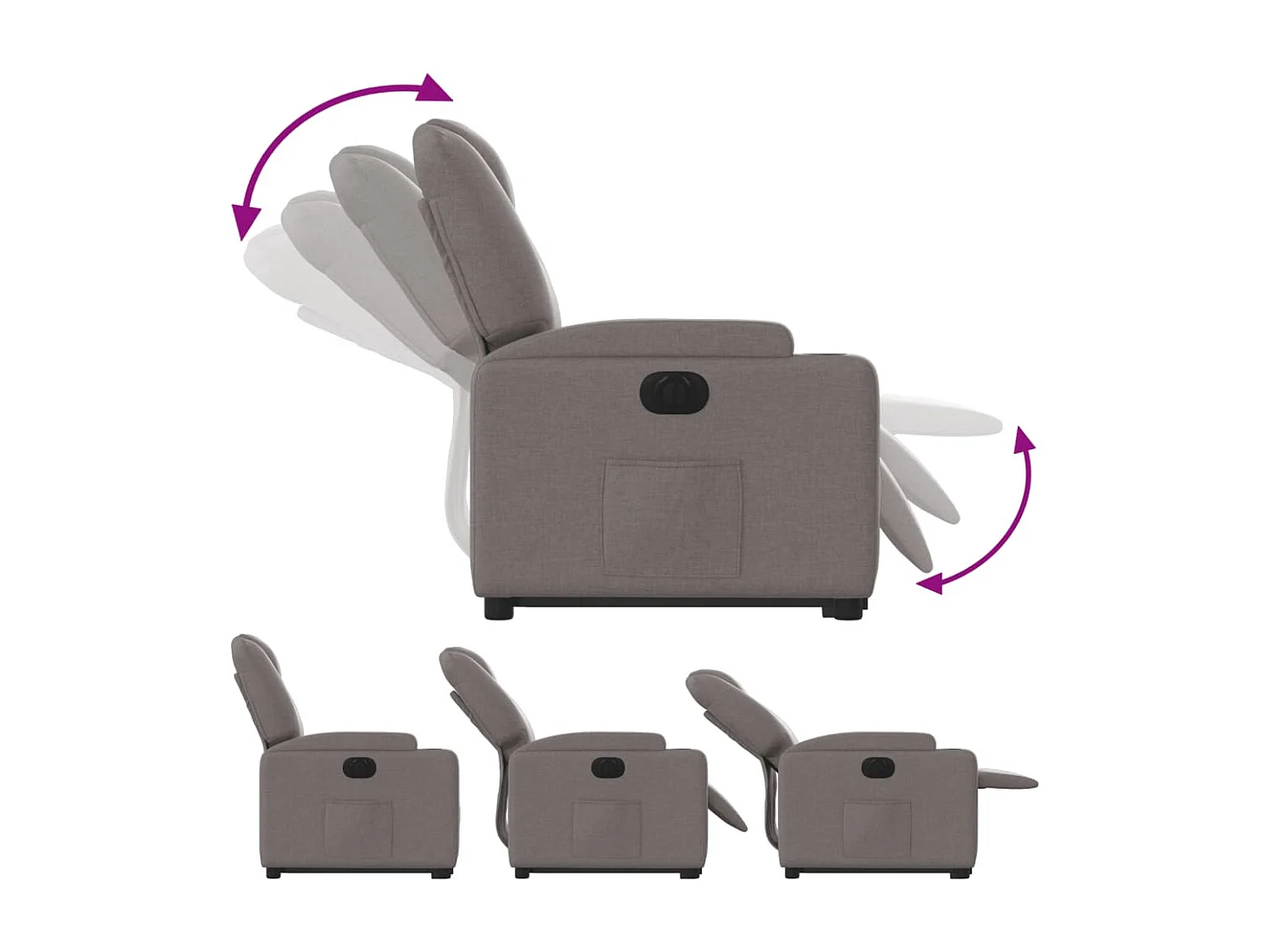 Fauteuil inclinable électrique taupe tissu