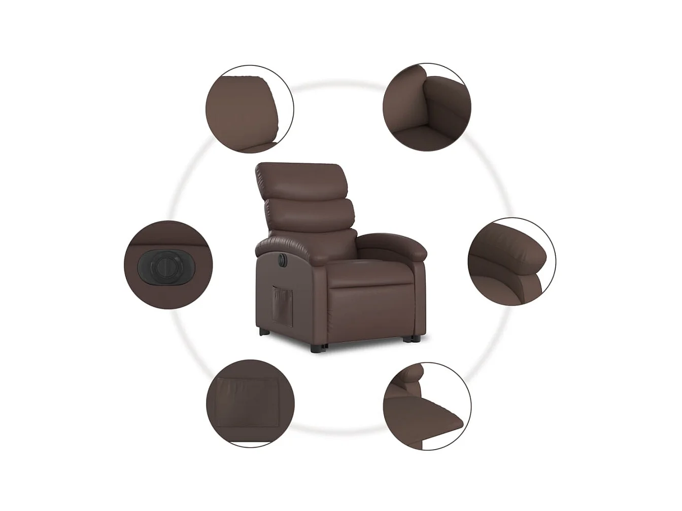 Fauteuil inclinable électrique marron similicuir