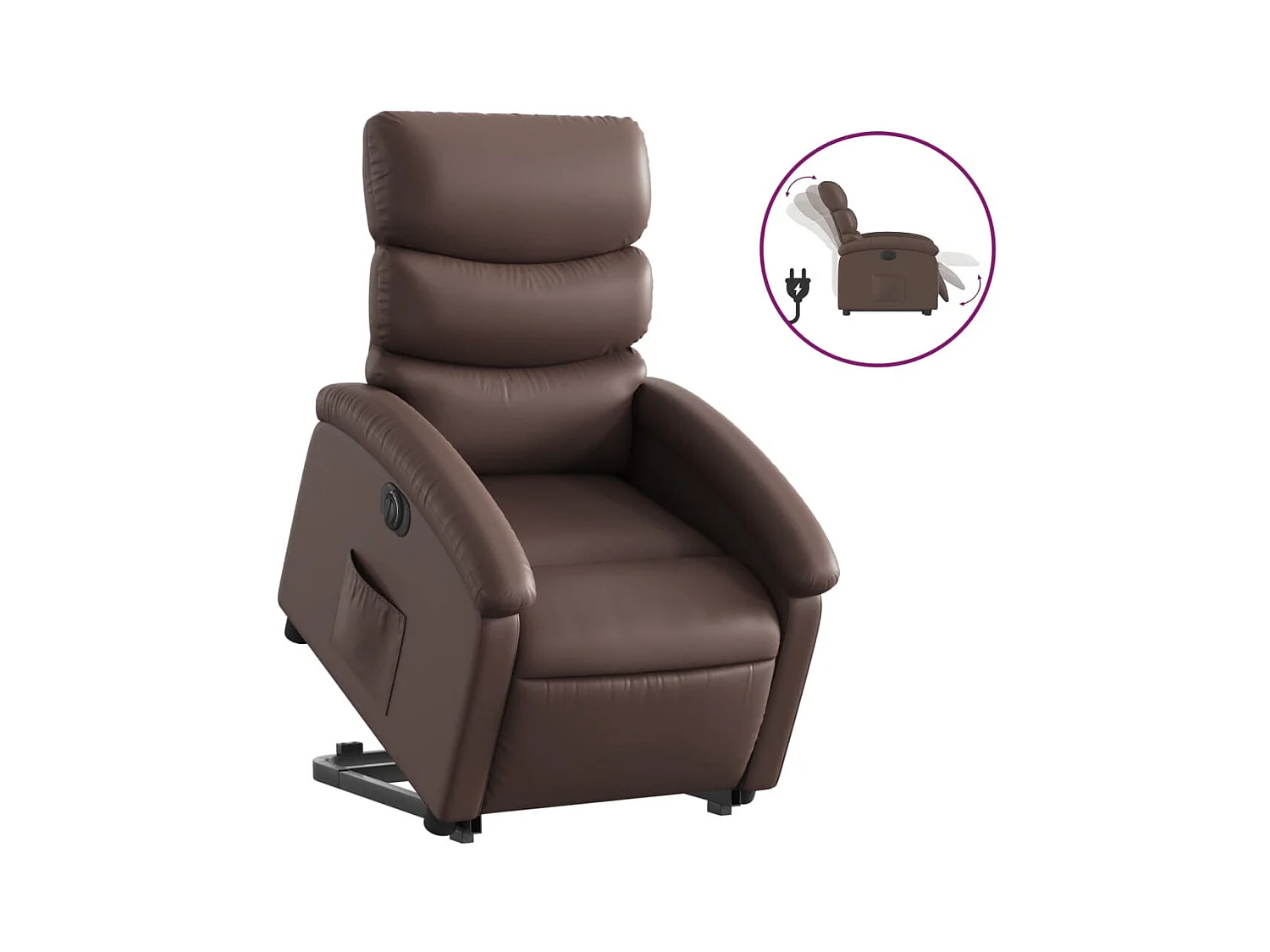 Fauteuil inclinable électrique marron similicuir