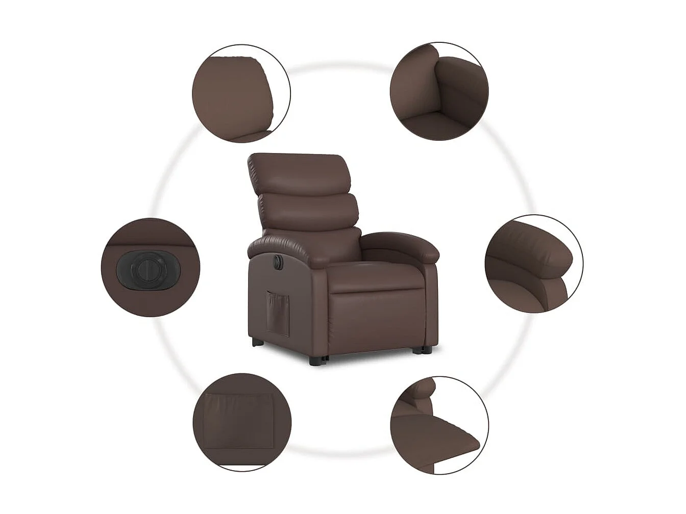 Fauteuil inclinable électrique marron similicuir