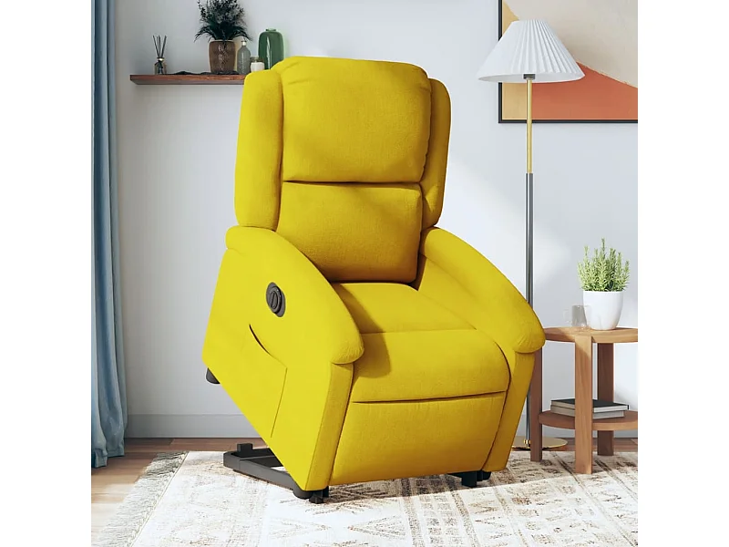 Sillón eléctrico reclinable elevable de terciopelo amarillo