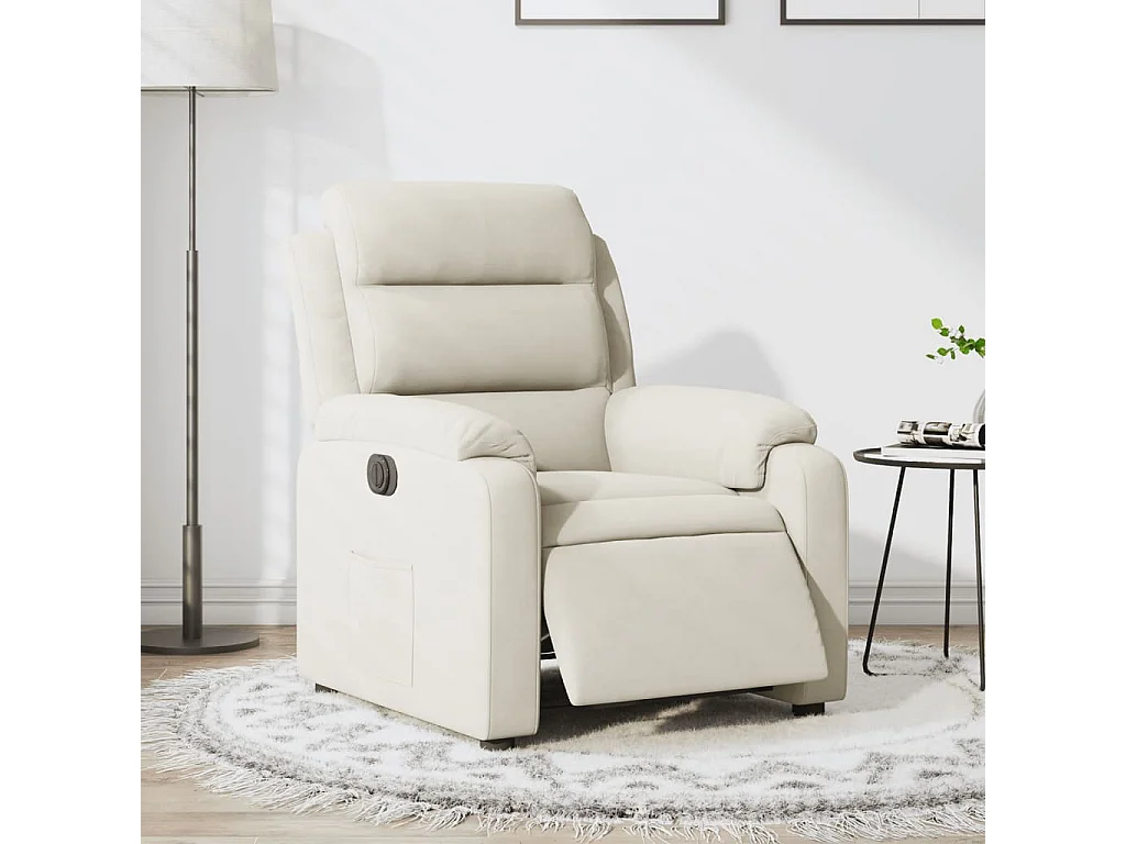 Fauteuil inclinable électrique Crème Velours