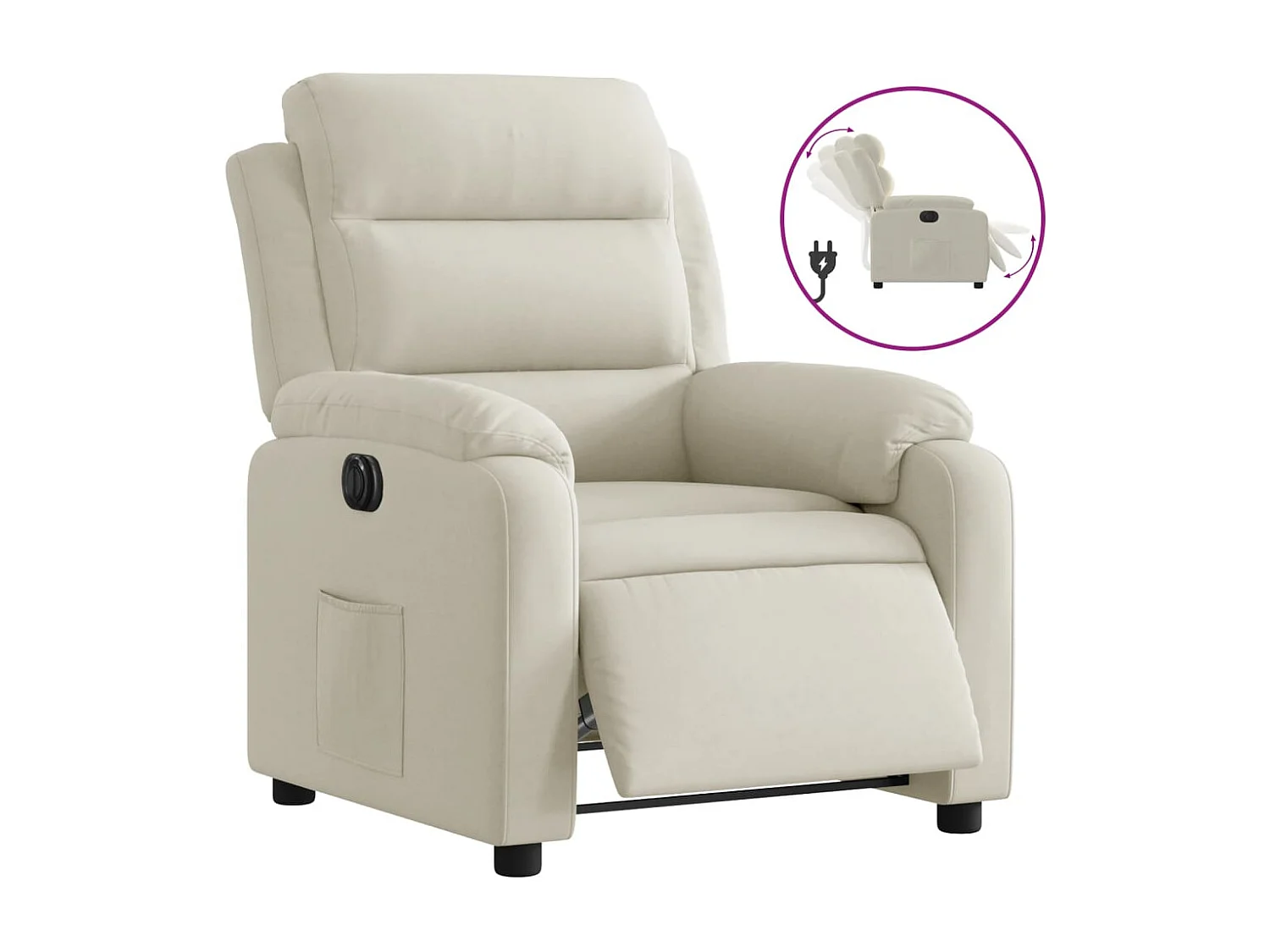 Fauteuil inclinable électrique Crème Velours