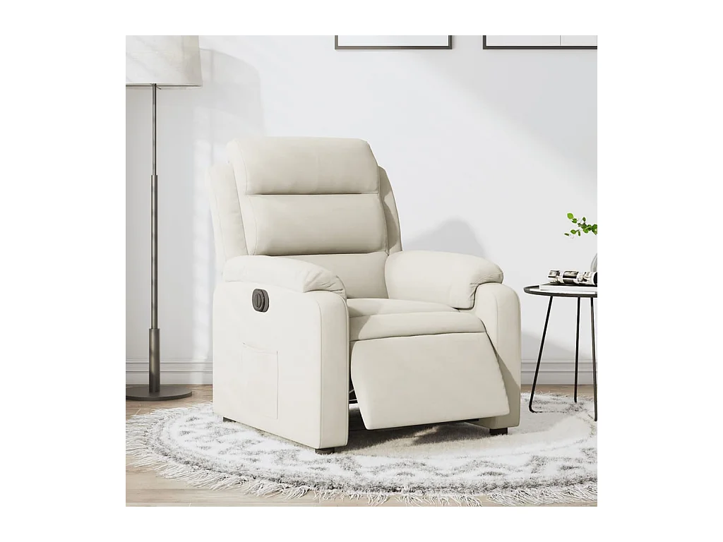 Fauteuil inclinable électrique Crème Velours