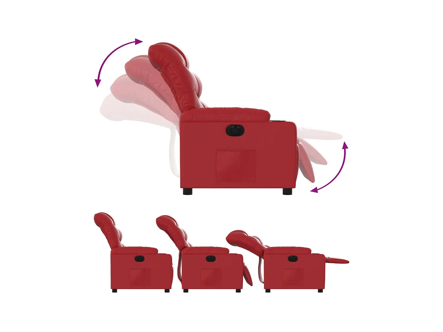 Fauteuil inclinable électrique Rouge Similicuir