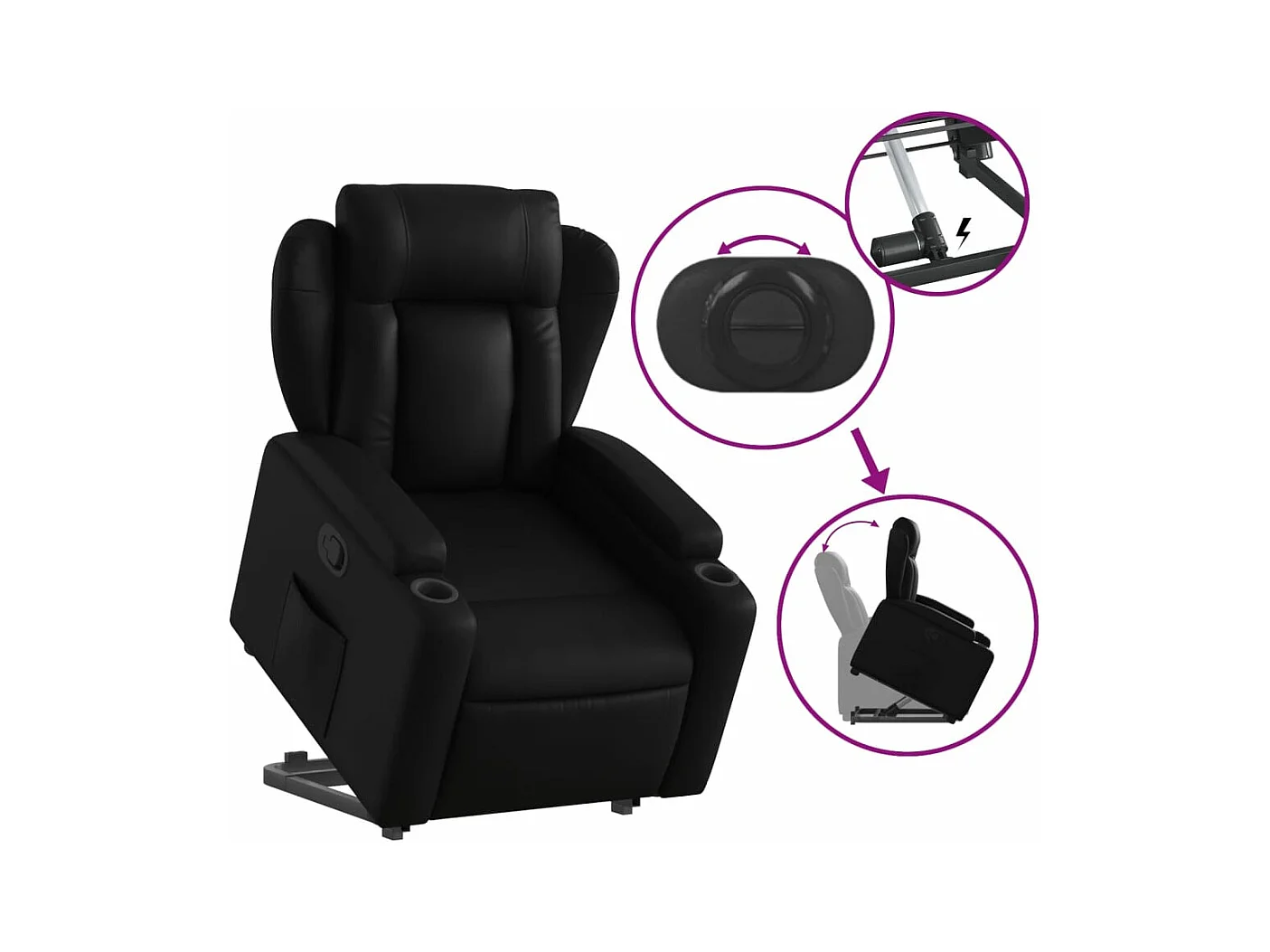 Fauteuil inclinable Noir Similicuir