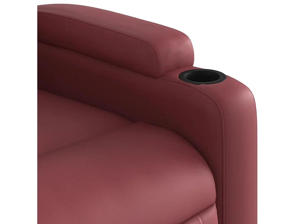 Sillón reclinable eléctrico de cuero sintético rojo tinto