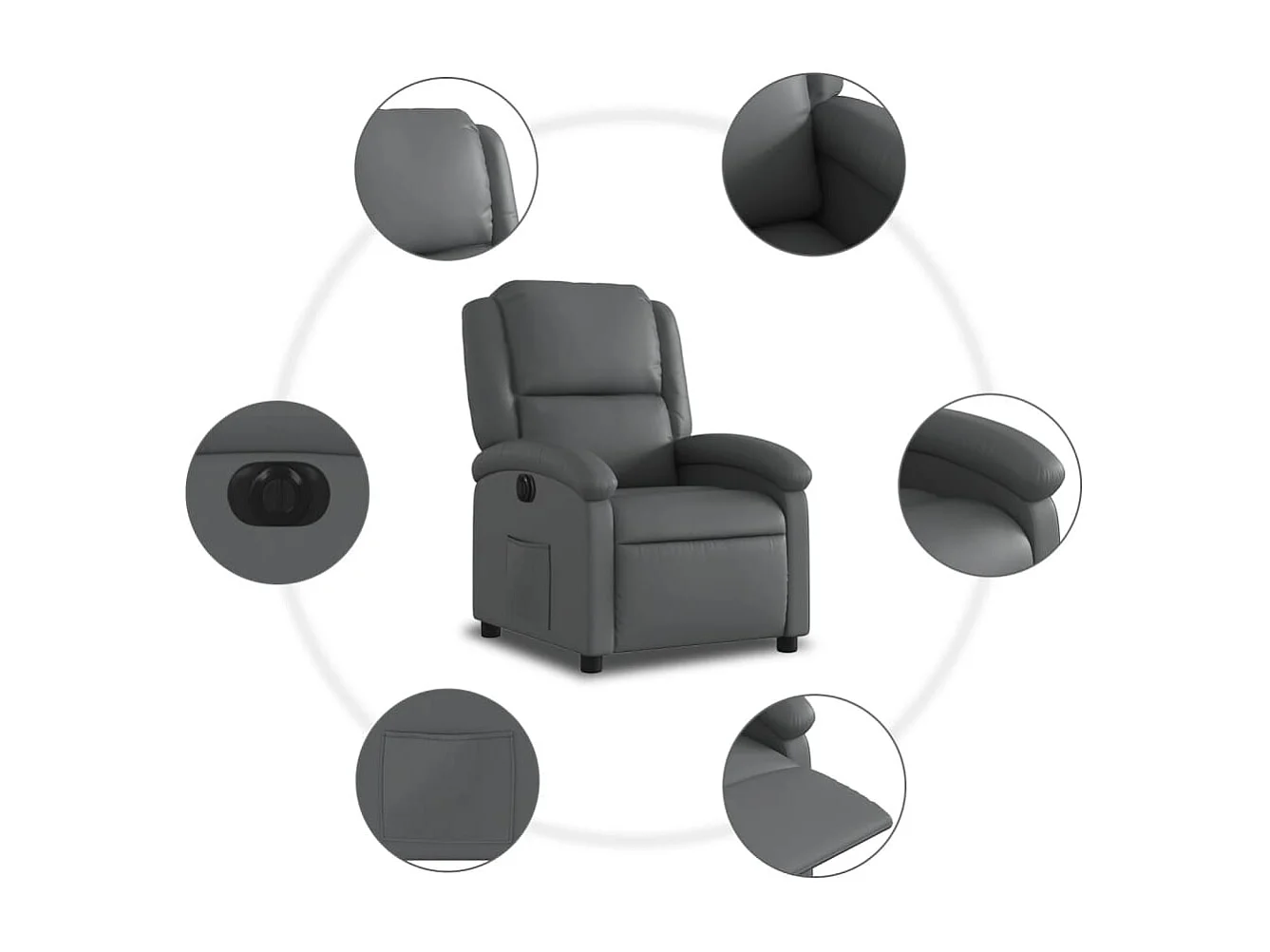 Fauteuil inclinable électrique Gris Similicuir