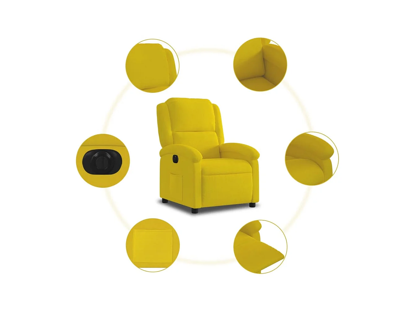 Fauteuil inclinable électrique jaune velours