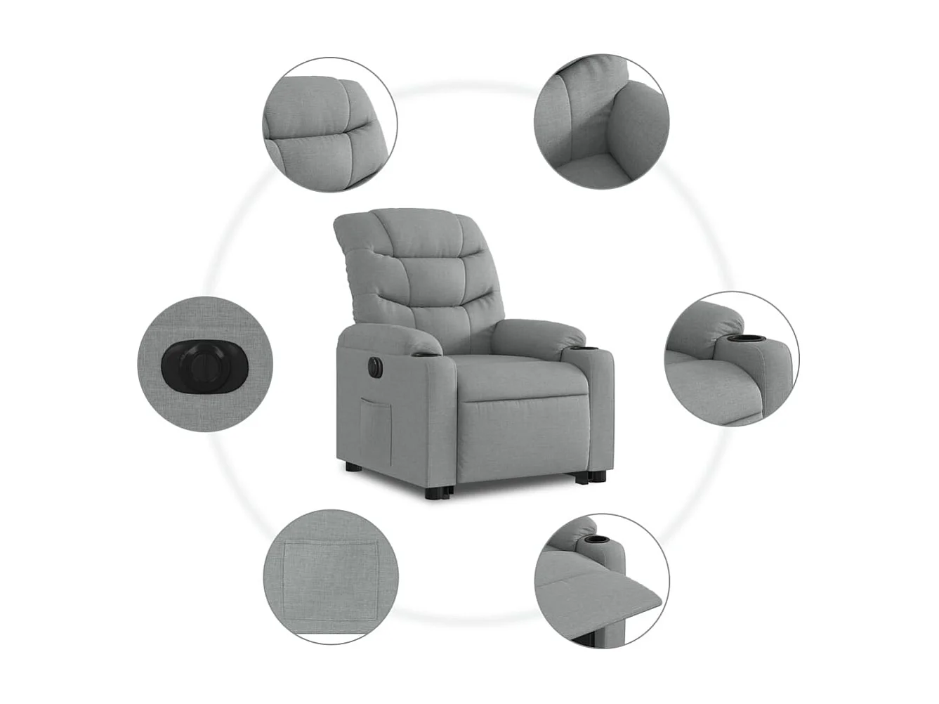 Fauteuil inclinable électrique gris clair tissu