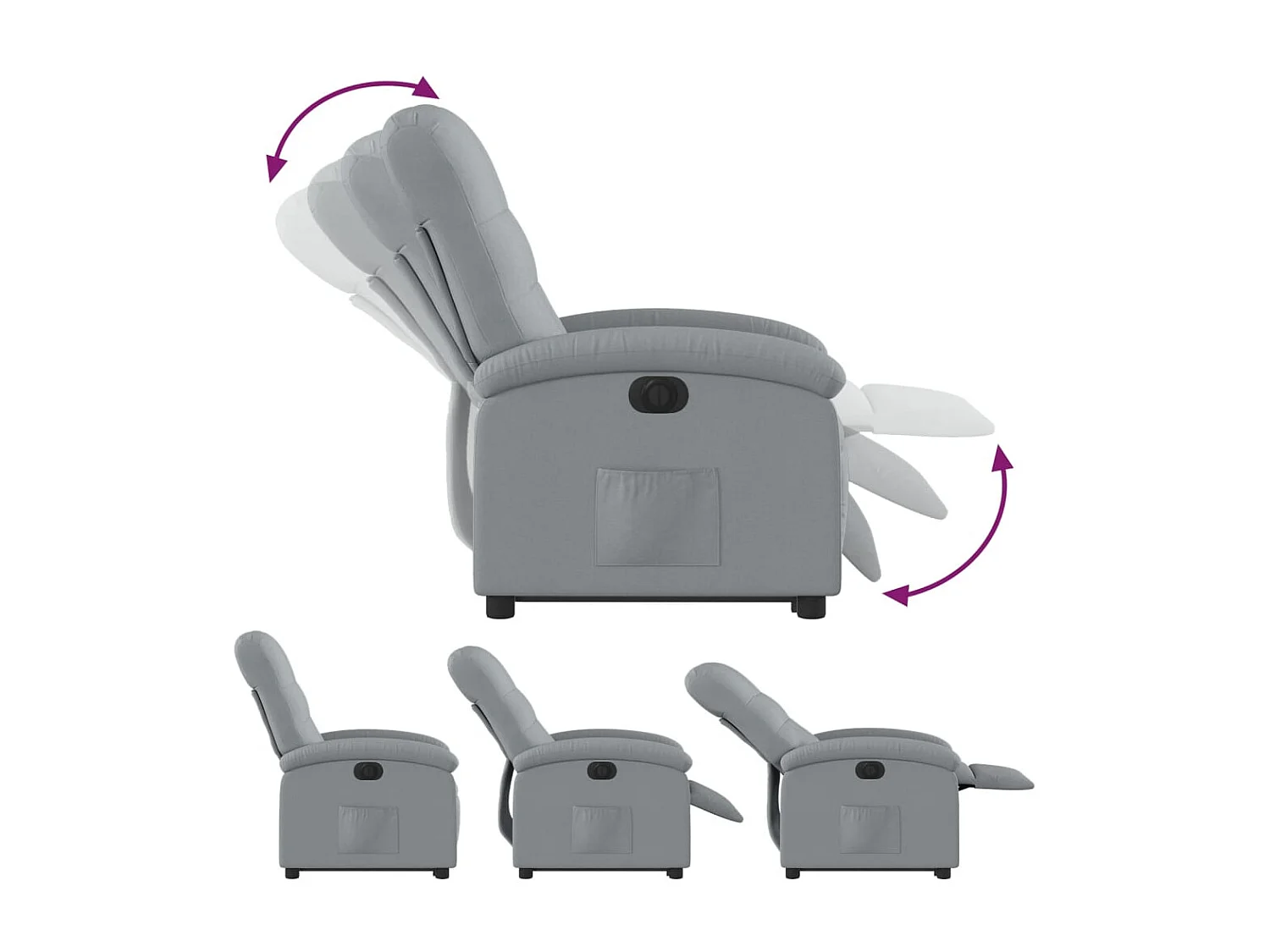 Fauteuil inclinable électrique gris clair tissu