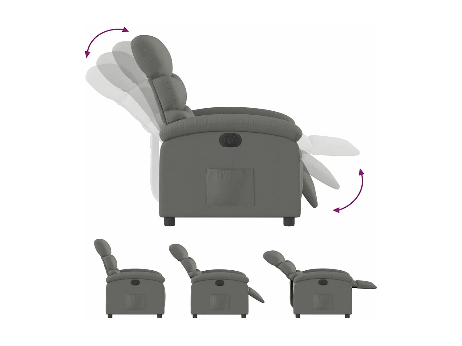 Fauteuil inclinable électrique Gris foncé Tissu