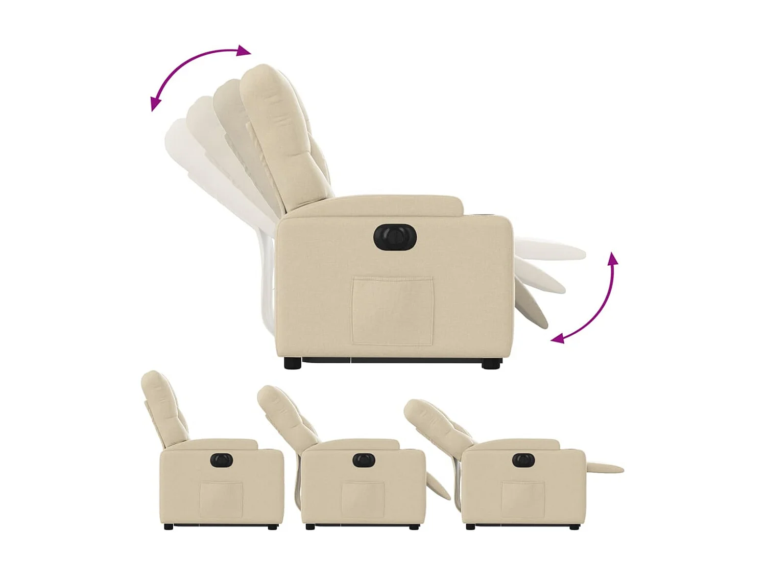 Fauteuil inclinable électrique crème tissu