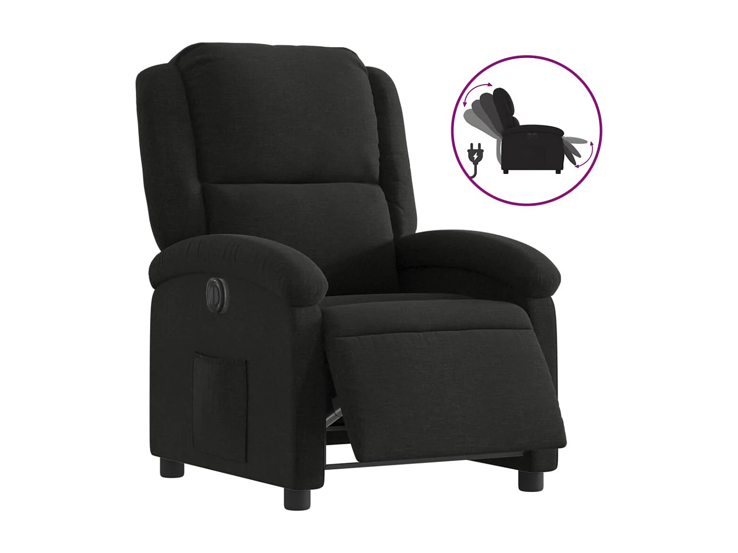 Fauteuil inclinable électrique Noir Tissu