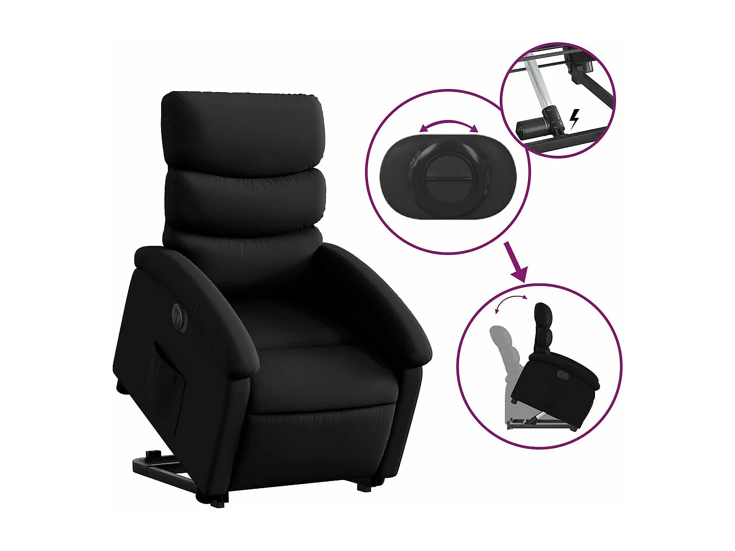 Fauteuil inclinable électrique noir similicuir