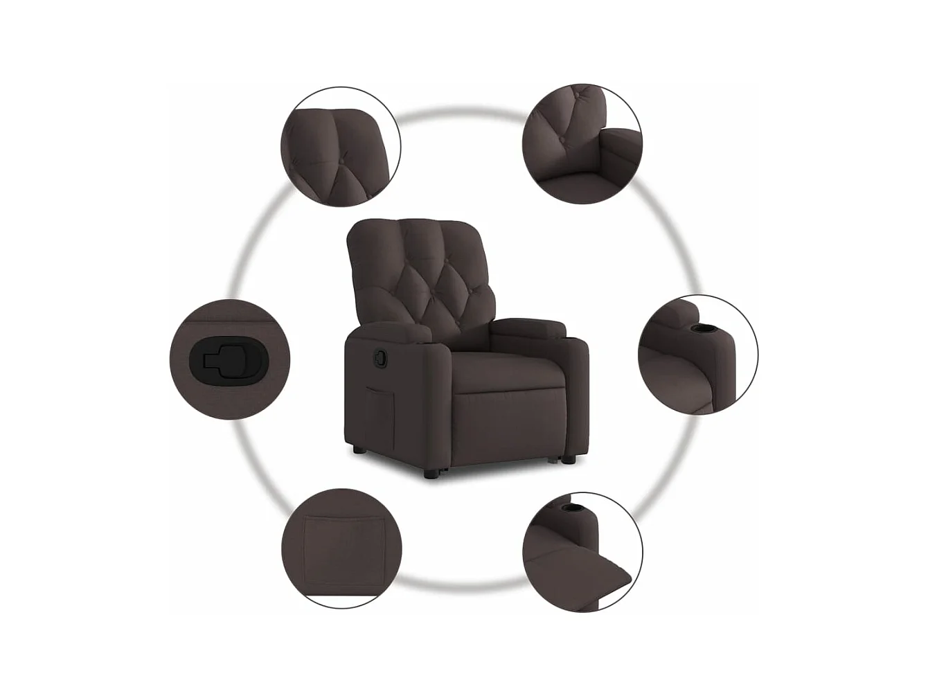 Fauteuil inclinable marron foncé tissu