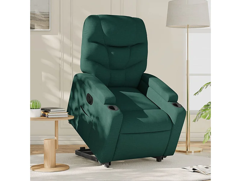 Sillón eléctrico reclinable elevable de tela verde oscuro