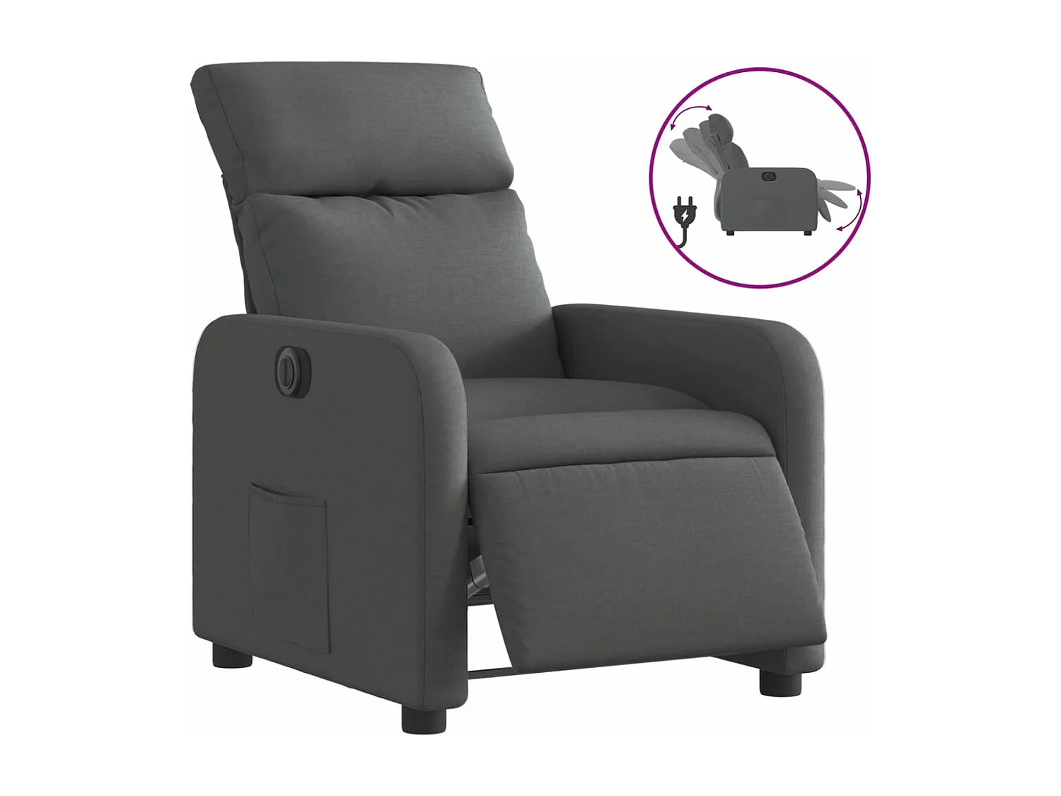 Fauteuil inclinable électrique Gris foncé Tissu