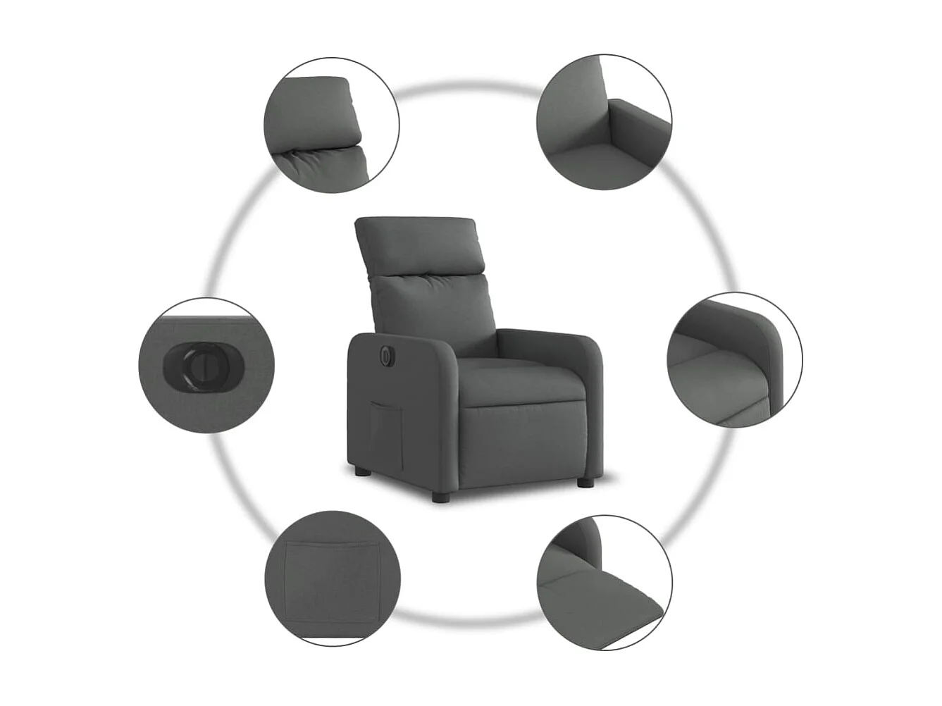Fauteuil inclinable électrique Gris foncé Tissu