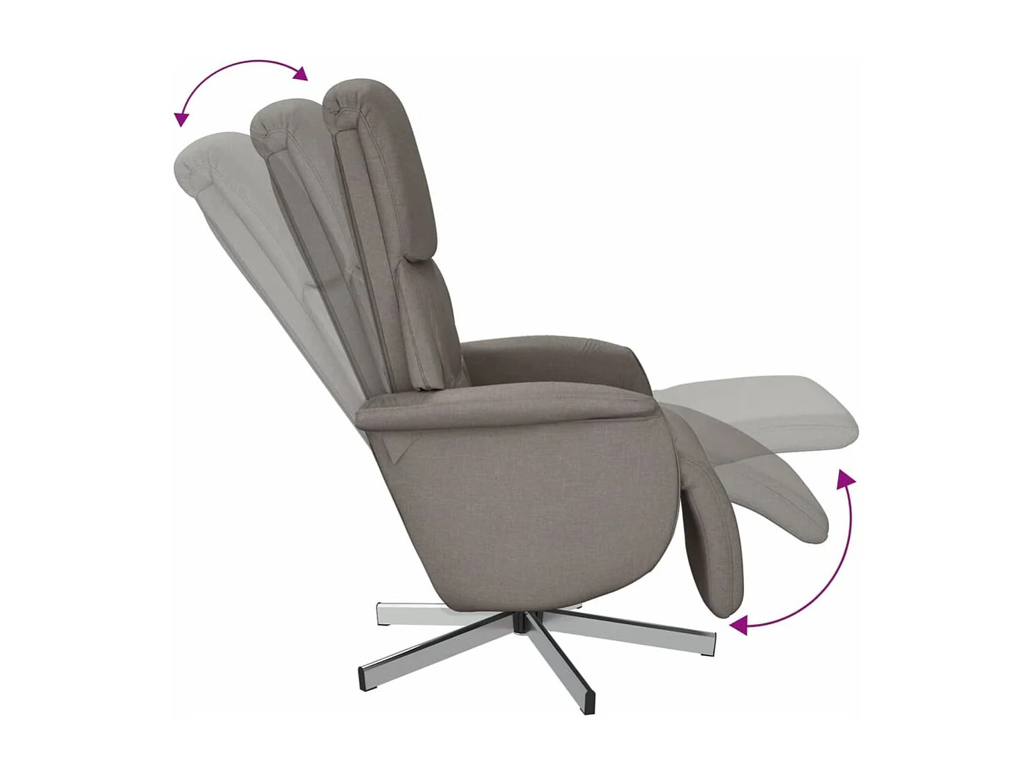 Sillón reclinable con reposapiés tela gris taupe