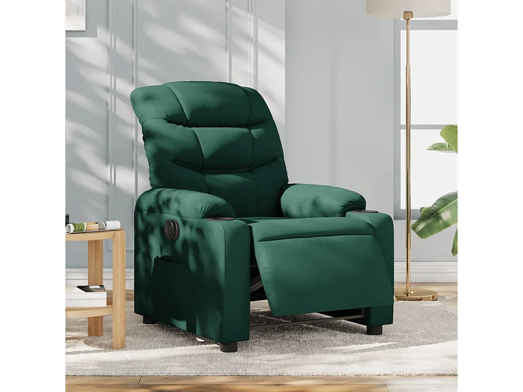 Fauteuil inclinable électrique Vert foncé Tissu