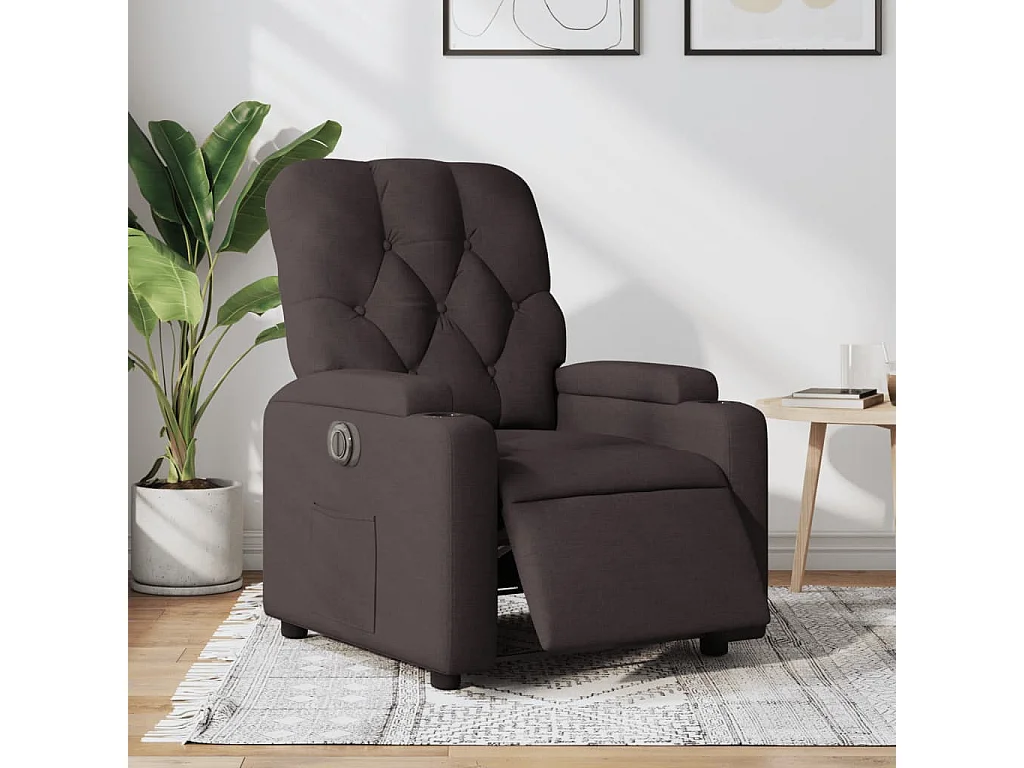 Fauteuil inclinable électrique Marron foncé Tissu