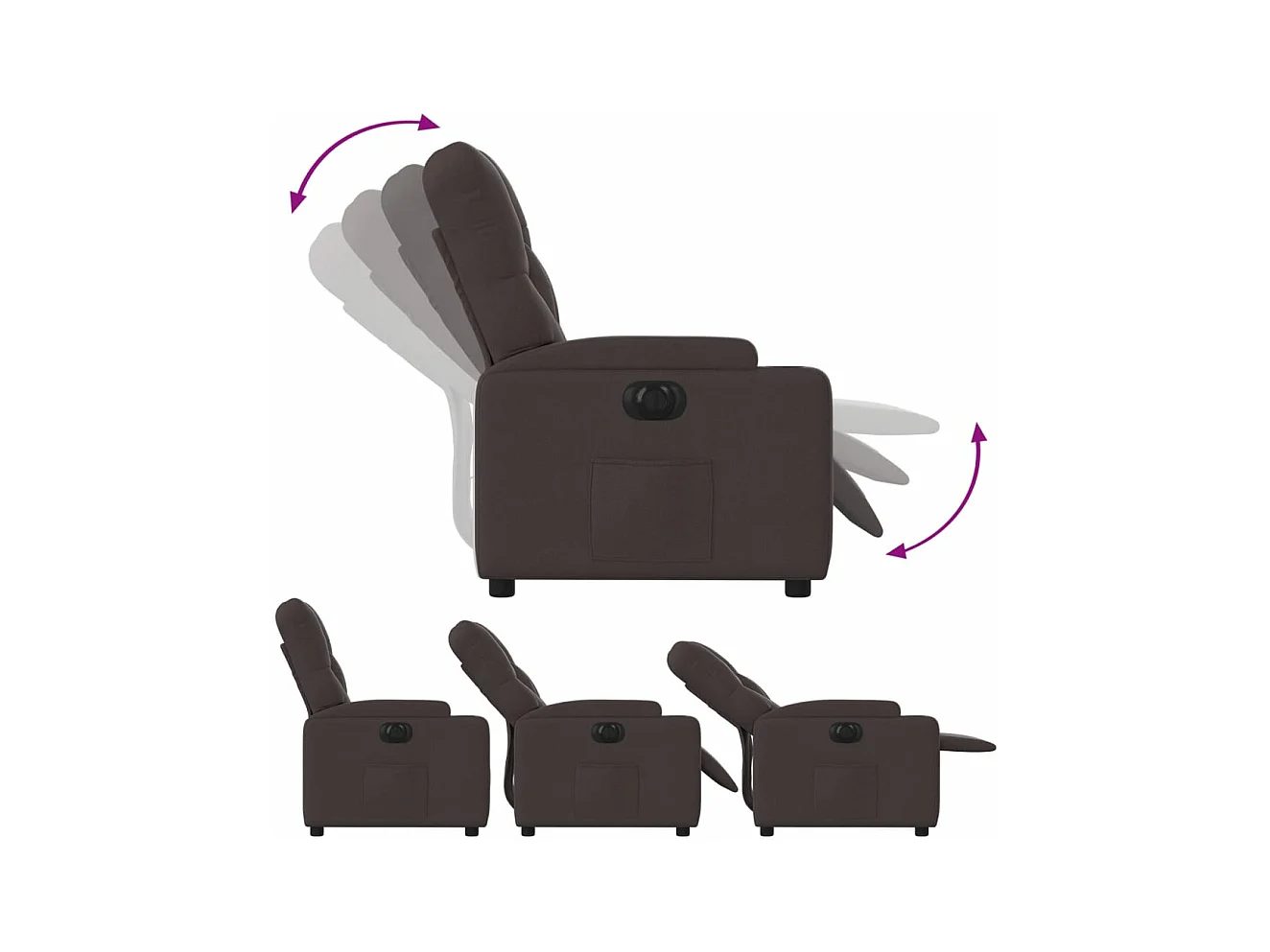 Fauteuil inclinable électrique Marron foncé Tissu