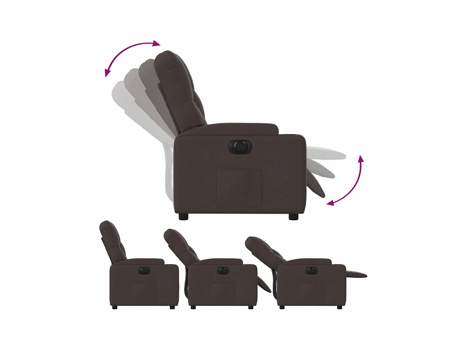 Fauteuil inclinable électrique Marron foncé Tissu