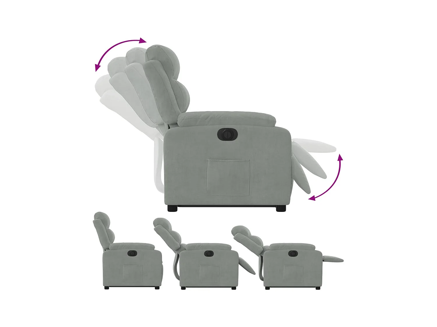 Fauteuil inclinable électrique gris clair velours