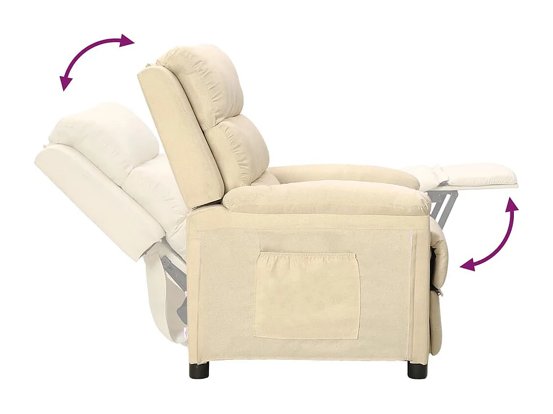 Fauteuil verstelbaar stof crèmekleurig