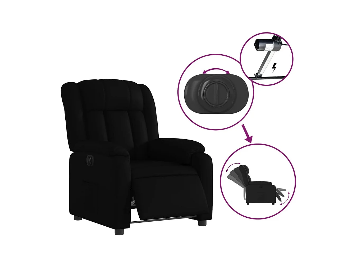 Fauteuil inclinable électrique Noir Similicuir