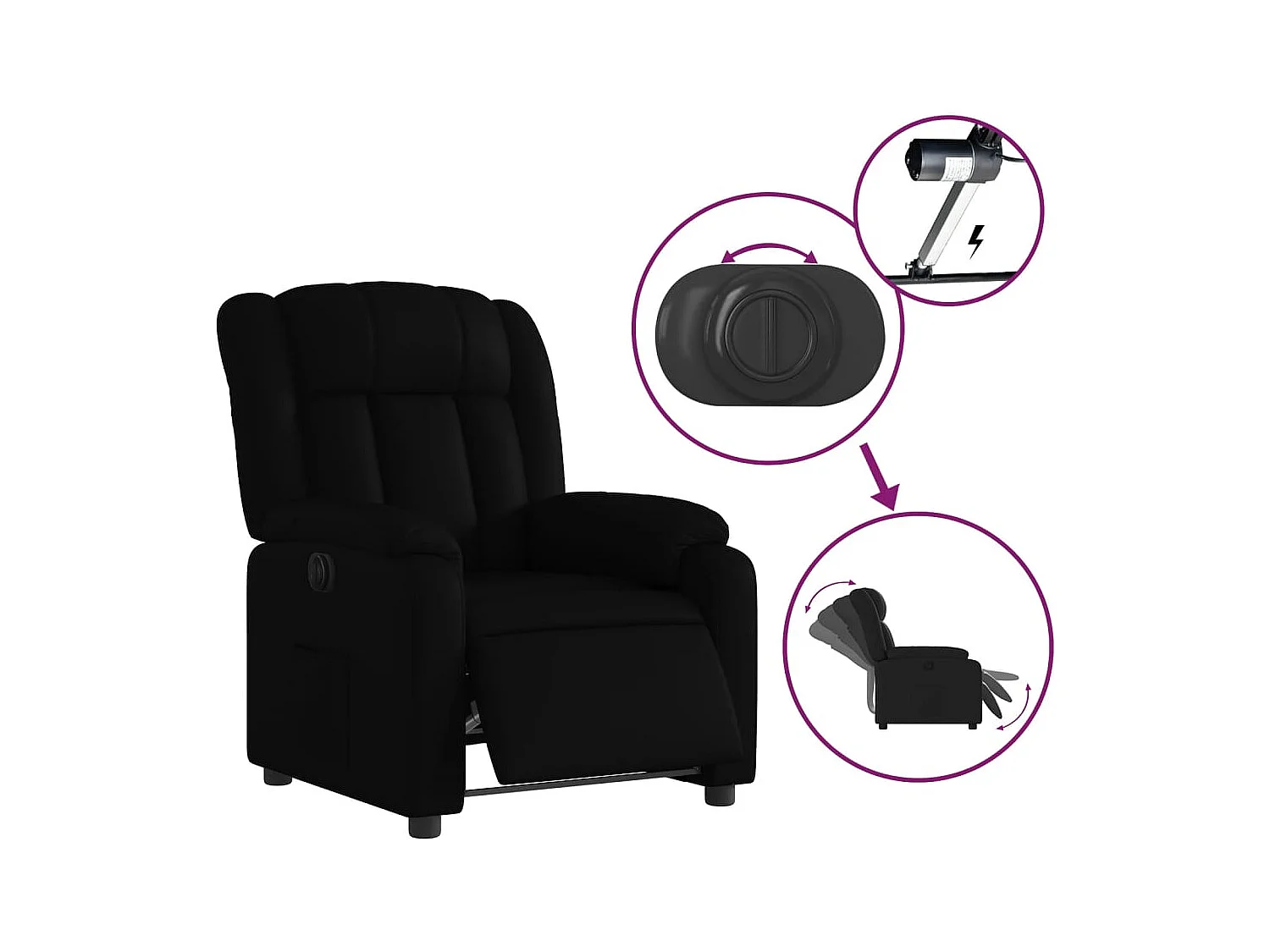 Fauteuil inclinable électrique Noir Similicuir
