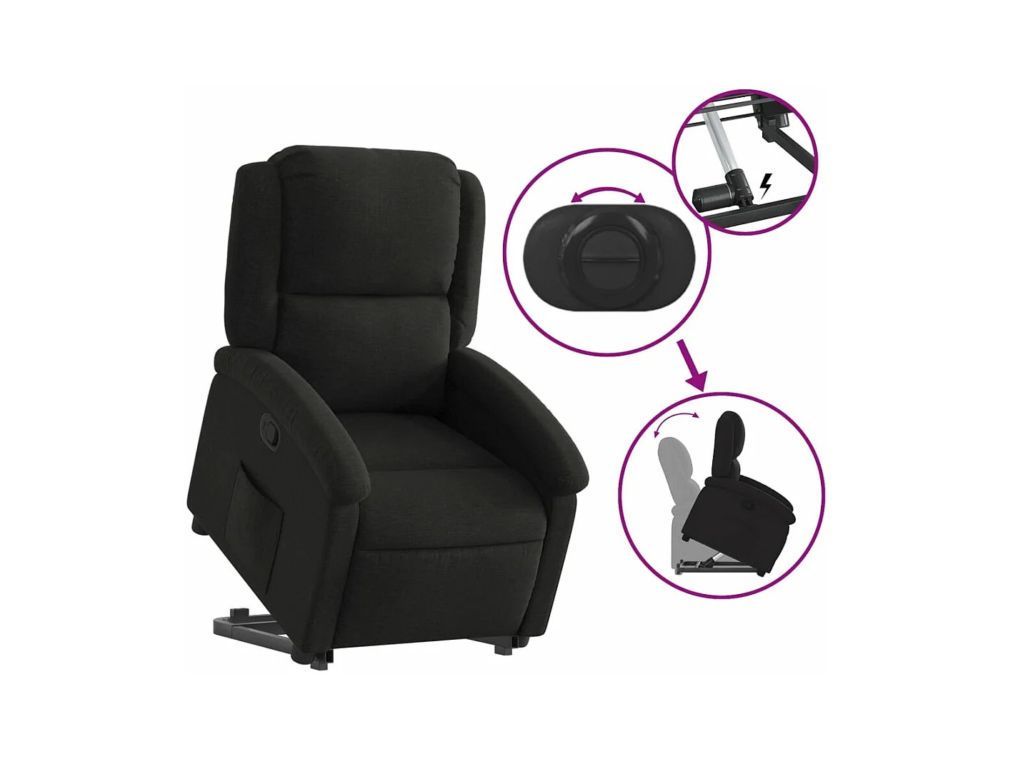 Fauteuil inclinable noir tissu