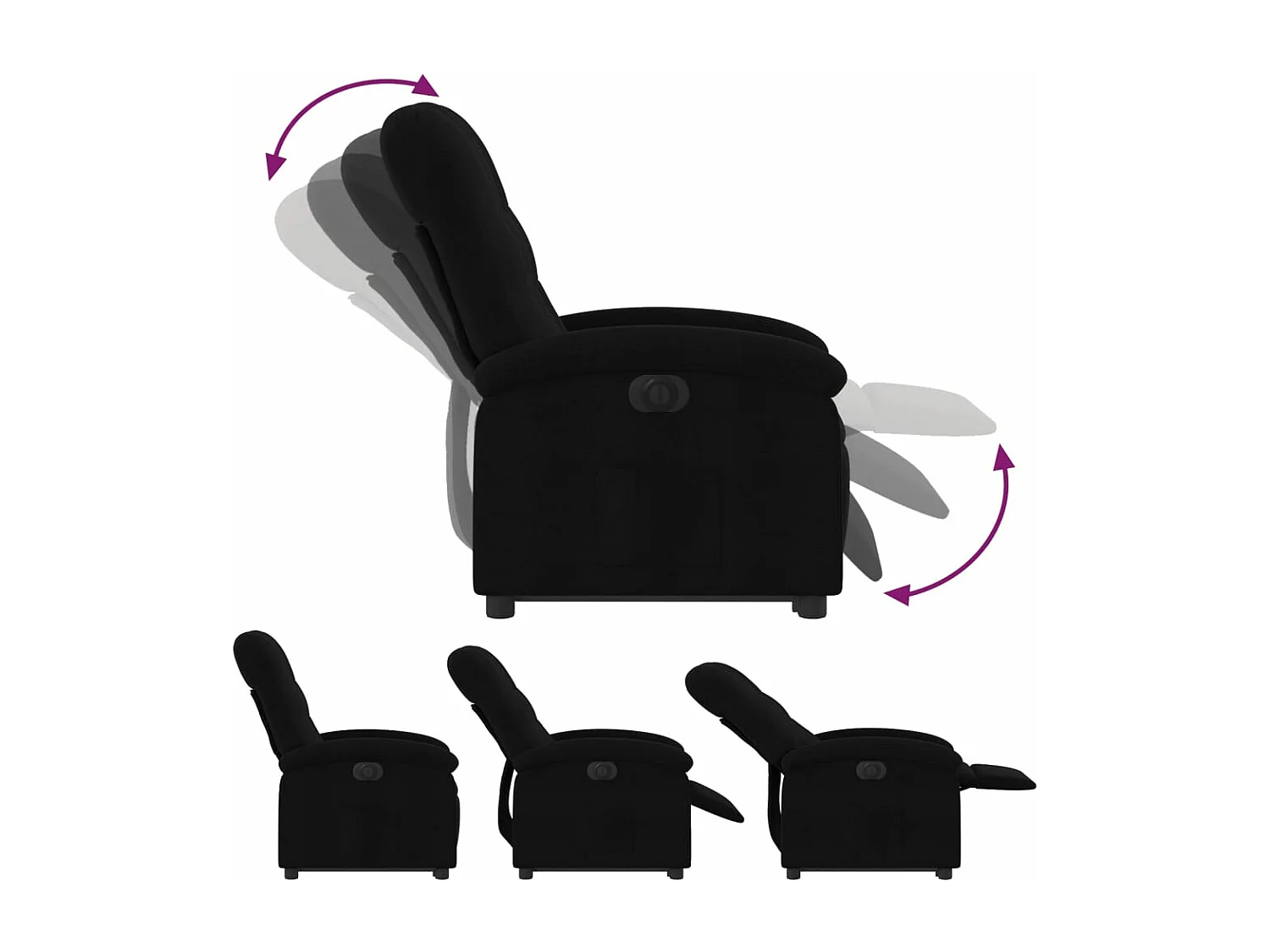 Fauteuil inclinable électrique noir tissu