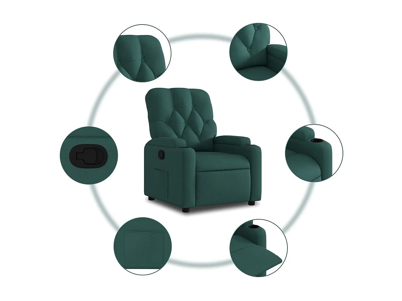 Fauteuil inclinable Vert foncé Tissu