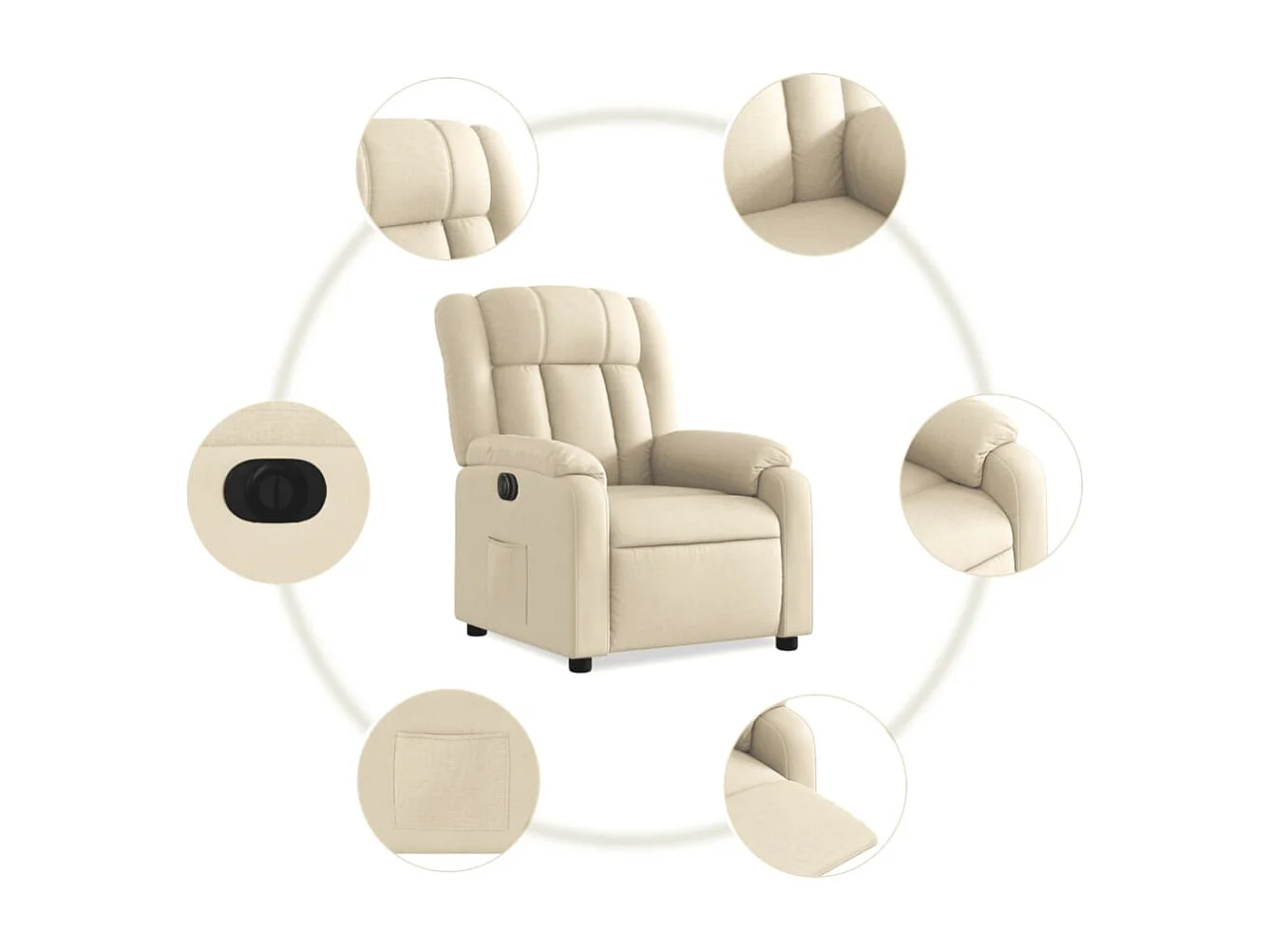 Fauteuil inclinable électrique Crème Tissu