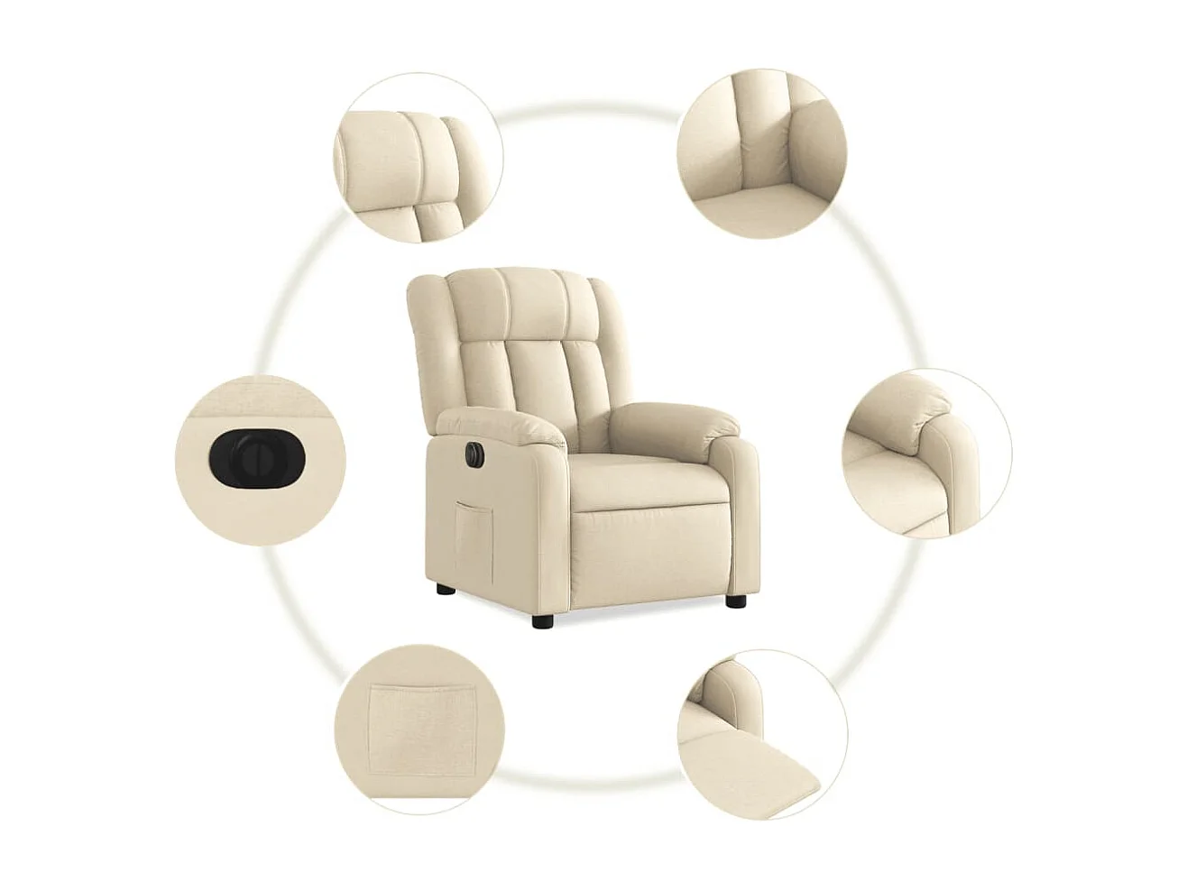 Fauteuil inclinable électrique Crème Tissu