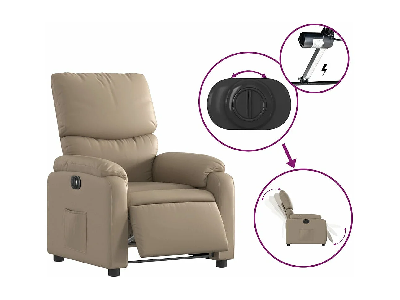 Fauteuil inclinable électrique Cappuccino Similicuir