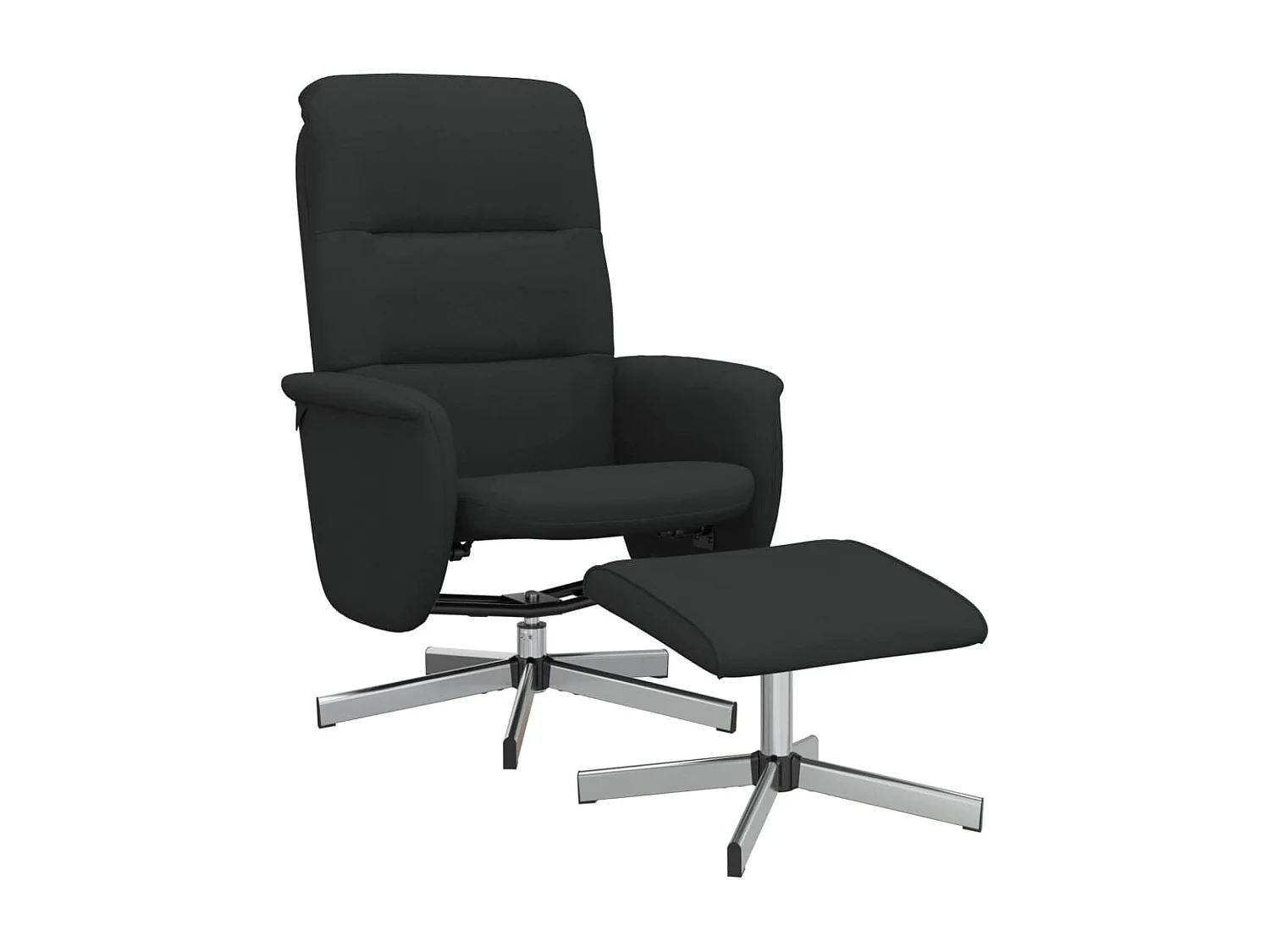 Fauteuil verstelbaar met voetenbank stof zwart