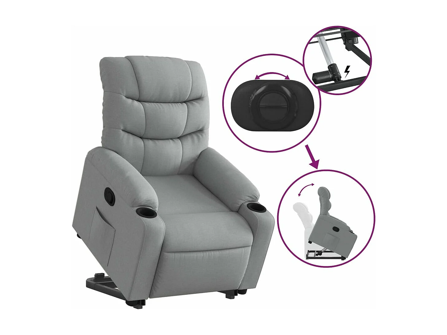 Fauteuil inclinable Gris clair Tissu